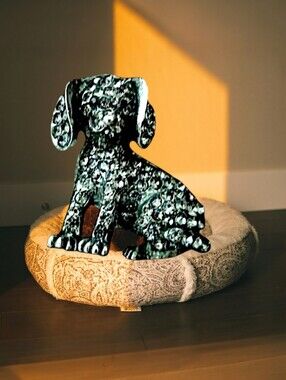 Black Rhinestone Puppy Dog Brooch